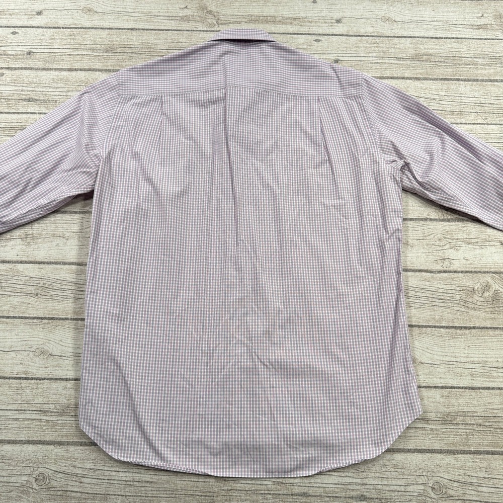 Canali Dress Shirt Men's 42/16.5 Purple White Micro Check French Cuff Italy Made - Picture 2 of 7